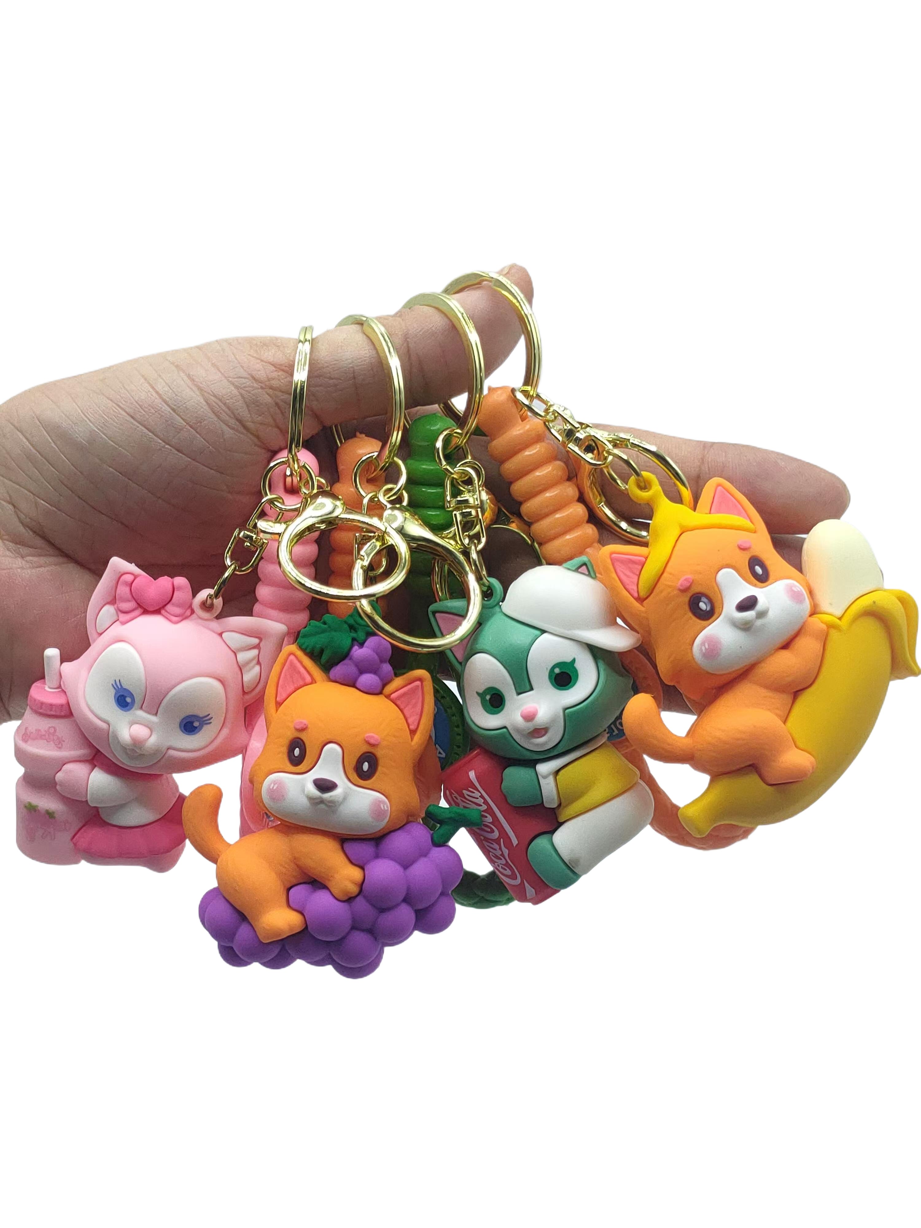Custom Wholesale cute doll key chain 3D Cartoon PVC Key pink key charm cartoon on bag keychain 3D Soft Anime PVC Keychain