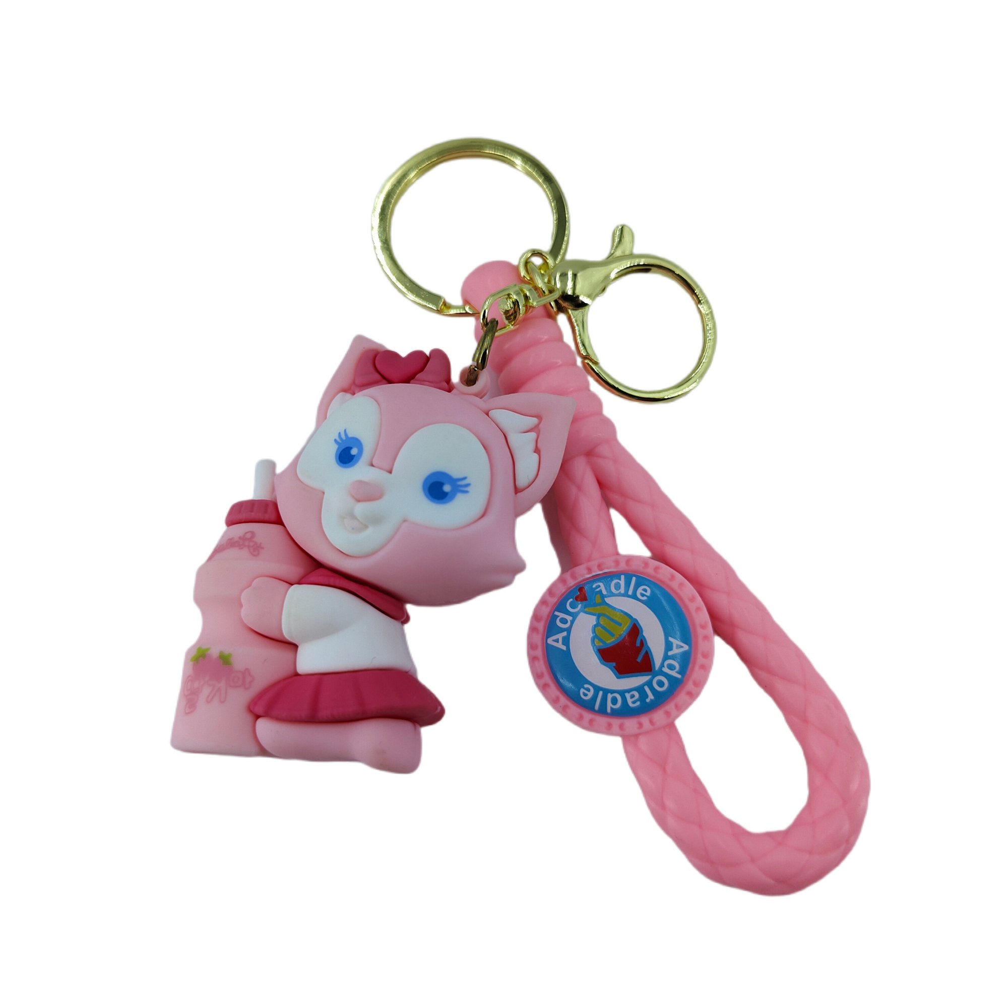 Custom Wholesale cute doll key chain 3D Cartoon PVC Key pink key charm cartoon on bag keychain 3D Soft Anime PVC Keychain
