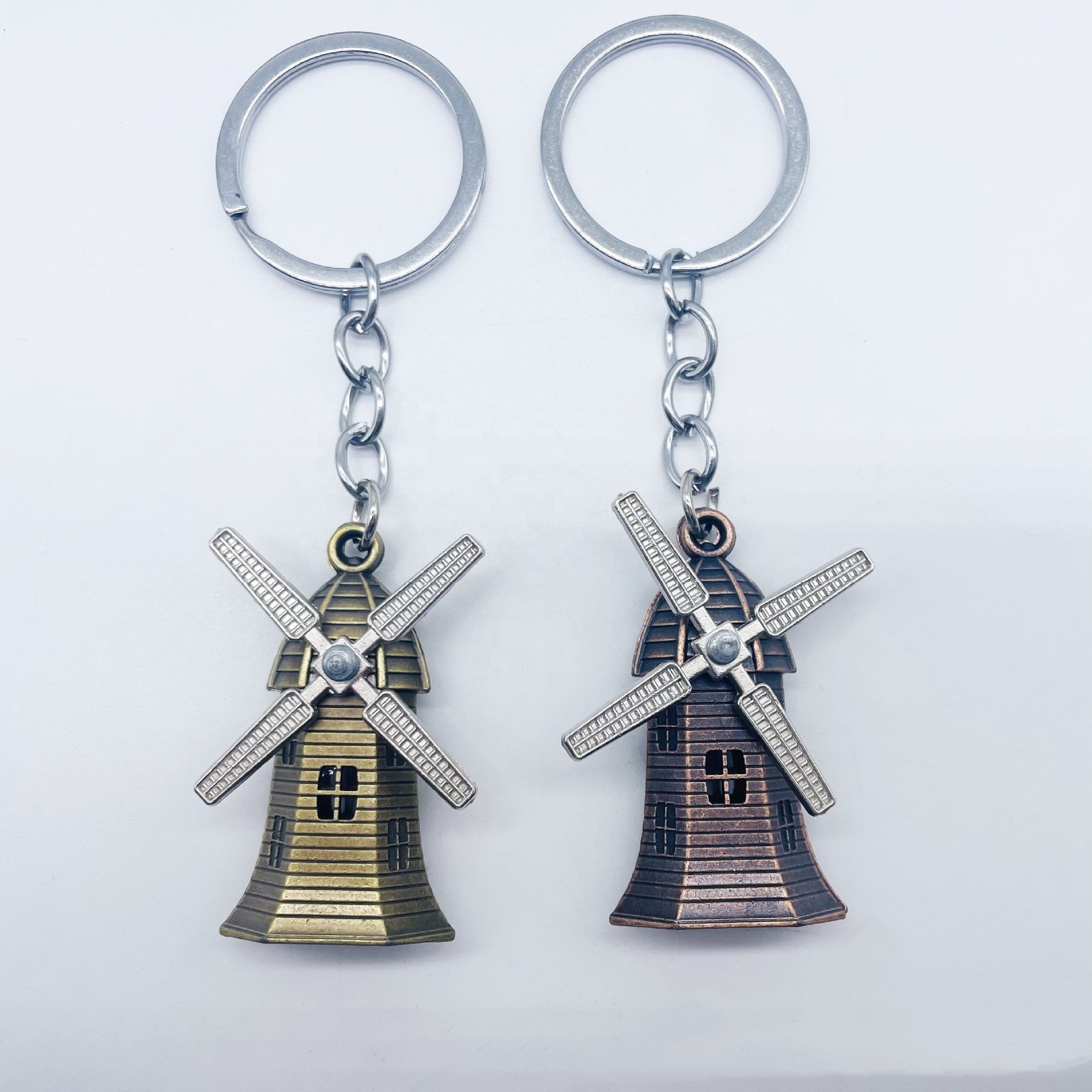 Vintage Metal Netherlands Windmill Keychain Car Accessories Pendant Creative Simulation Windmill Keychain Gift Wholesale