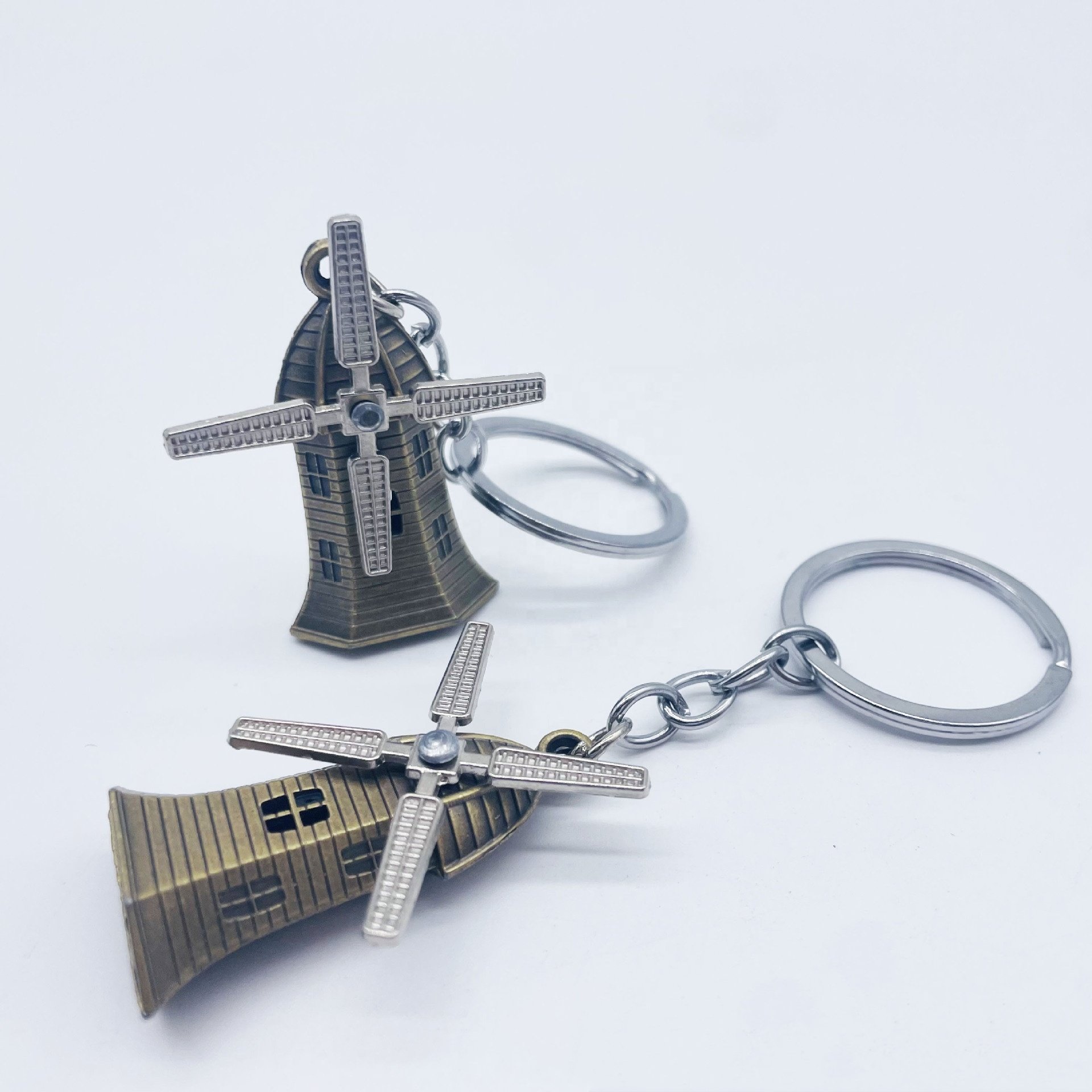 Vintage Metal Netherlands Windmill Keychain Car Accessories Pendant Creative Simulation Windmill Keychain Gift Wholesale