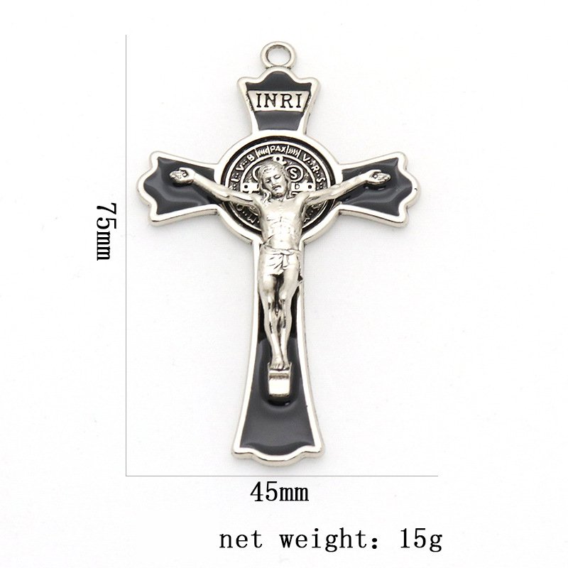 Church Catholic Christian Religion Key Chain Saint Benedict Retro Cross INRI Jesus Car Keyring
