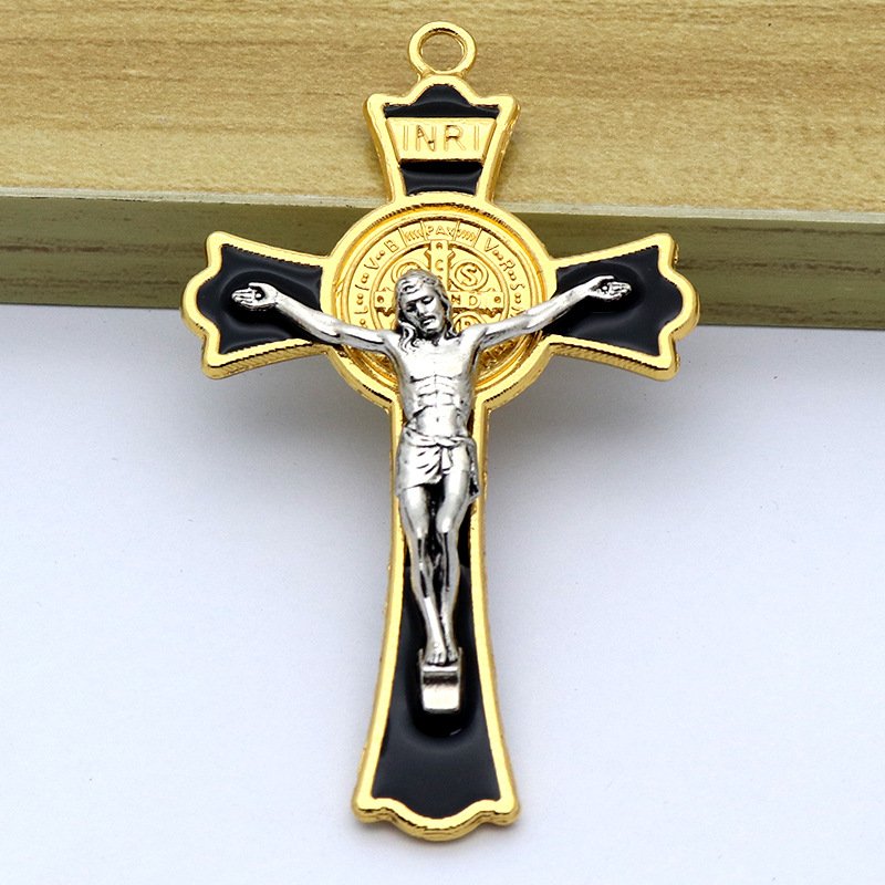 Church Catholic Christian Religion Key Chain Saint Benedict Retro Cross INRI Jesus Car Keyring
