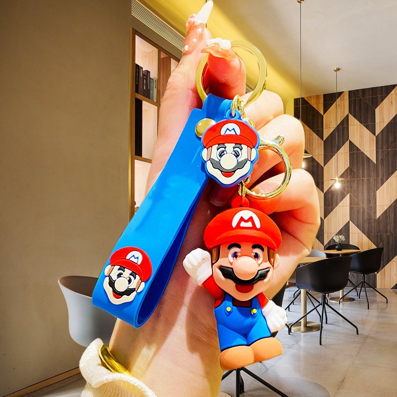 Customized Cute New 3d PVC super mario bros Backpack Car keychains