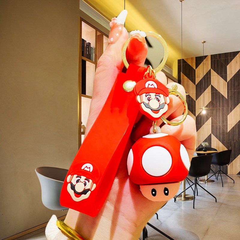 Customized Cute New 3d PVC super mario bros Backpack Car keychains