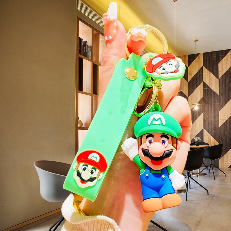 Customized Cute New 3d PVC super mario bros Backpack Car keychains
