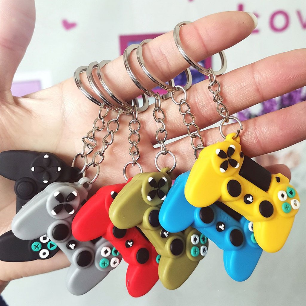 3 D Kawaii Cartoon PVC Anime keychain Mini Console Shaker Gamepad Joystick Controller Keychains cute car bag keyring Key chain