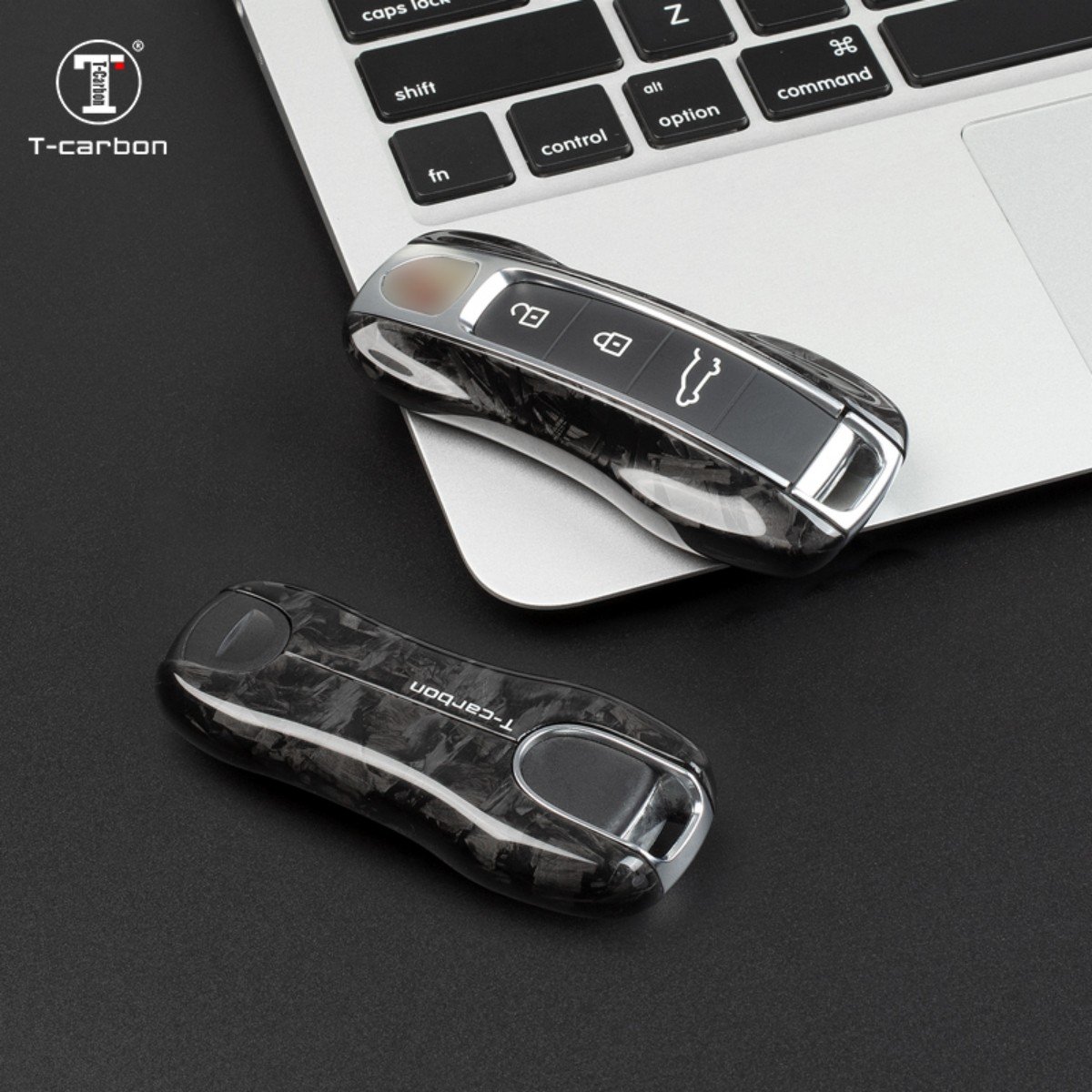 Forged Fiber Car Smart Key Case For Porsche Panamera Cayenne Macan T-carbon Car Key Cover Interior Accessories Key Covers