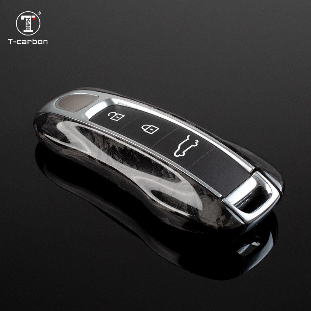 Forged Fiber Car Smart Key Case For Porsche Panamera Cayenne Macan T-carbon Car Key Cover Interior Accessories Key Covers