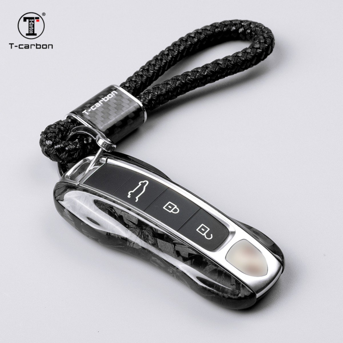 Forged Fiber Car Smart Key Case For Porsche Panamera Cayenne Macan T-carbon Car Key Cover Interior Accessories Key Covers