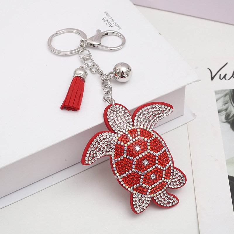 AliExpress New Turtle Hot Diamond Keychain Fashion Bag Tassel Pendant Keychain Cartoon Accessories Wholesale