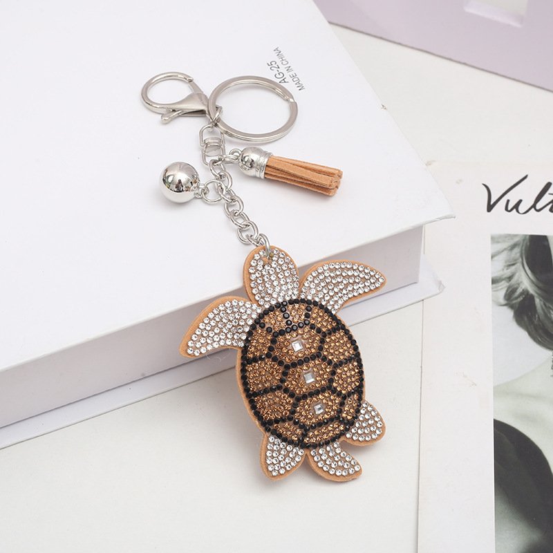 AliExpress New Turtle Hot Diamond Keychain Fashion Bag Tassel Pendant Keychain Cartoon Accessories Wholesale