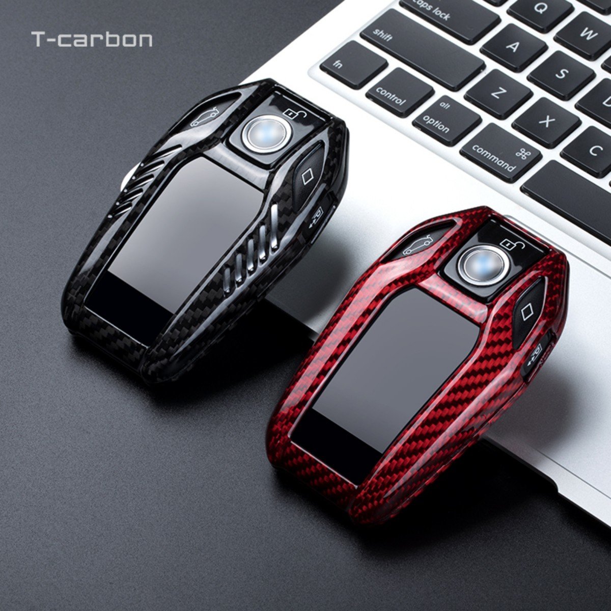 T-carbon Car Key Cover Style Car Key Case Shell Fob Interior Accessories Carbon Fiber for BMW 5 7 Series G11 G12 G30 G31 G32 I8
