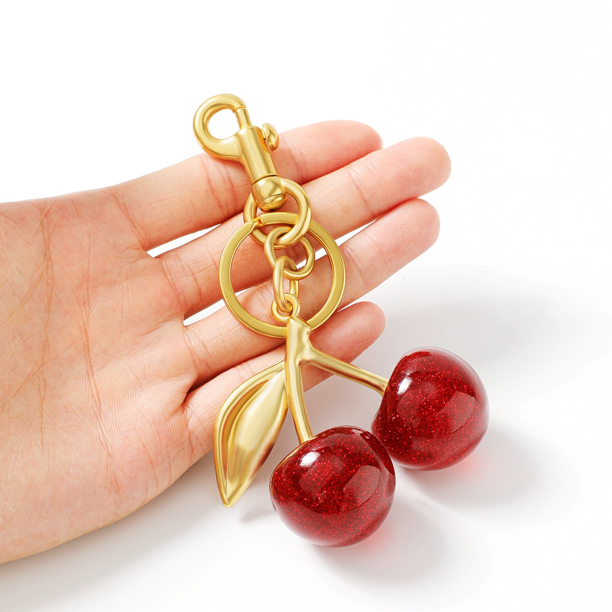 Fashion Bulk 3D Crystal Key Chain Women Girl Bag Pendant Charms Keyring decoration 3D Crystal Cherry Car Keychain Accessory