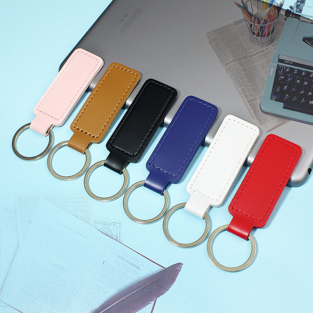 Custom Logo Laser Engraving Sublimation Blank Car Keychain Pu Leather Keychain Leather Keychain