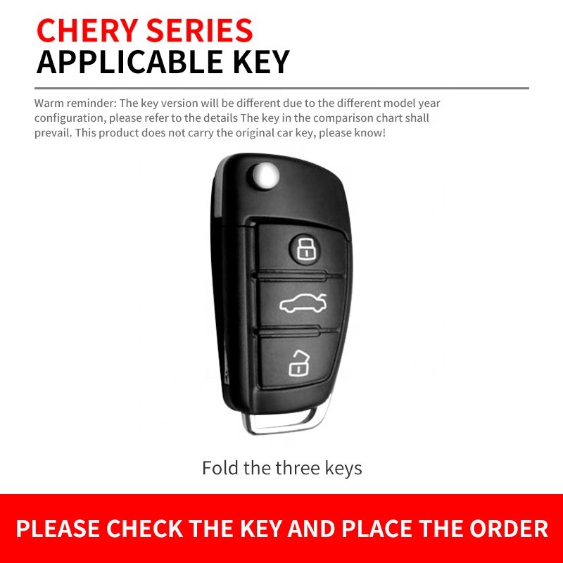 For Chery Car Leather Holder Case Metal Silicone Zinc Alloy Car Key Cover