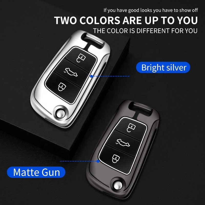 For Chery Car Leather Holder Case Metal Silicone Zinc Alloy Car Key Cover