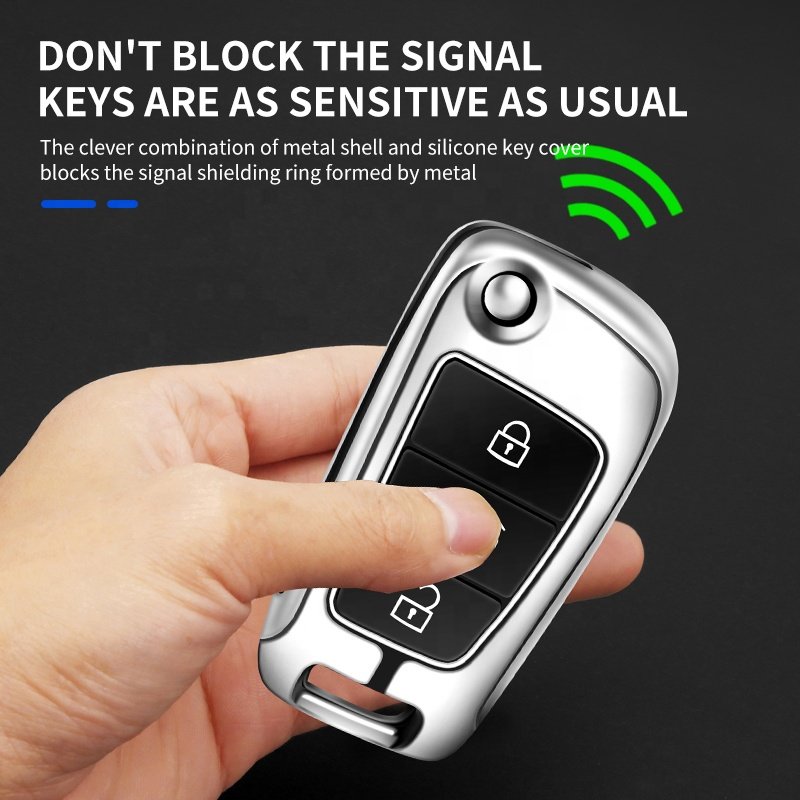 For Chery Car Leather Holder Case Metal Silicone Zinc Alloy Car Key Cover