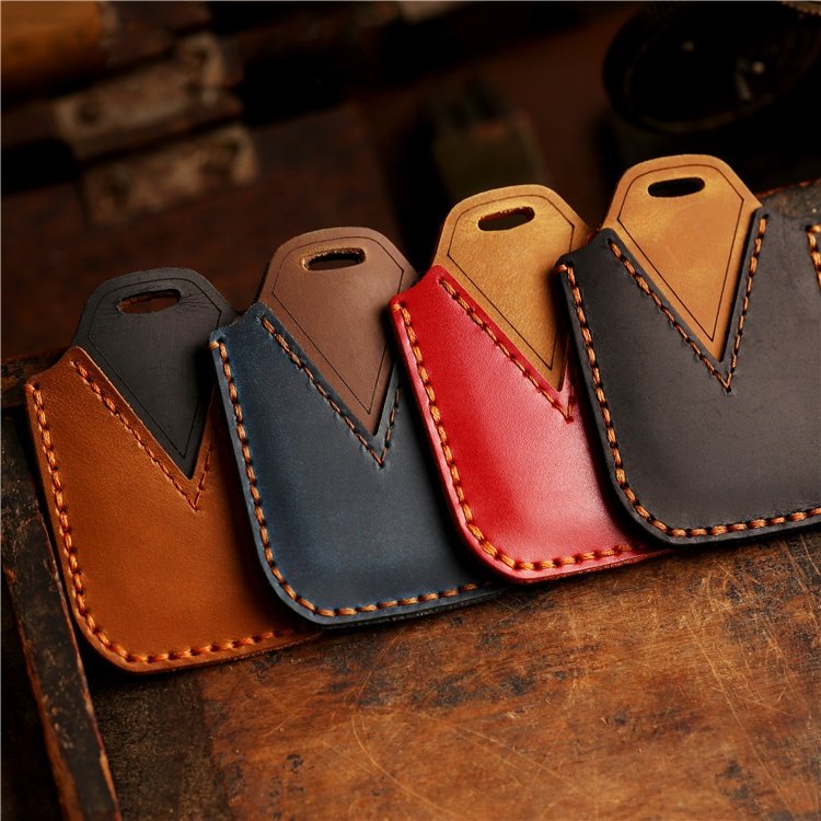 Wholesale Handmade Genuine Leather Car Key Case Protect Cover for Honda Civic Car Interior Accessories With keychain