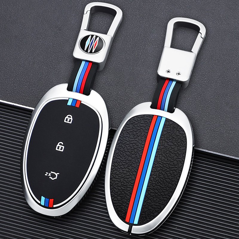 Metal Car Key Accessories Zinc Alloy Silicone Car Key Cover Case Smart Key Shell Bag Covers Fit for Qiyuan