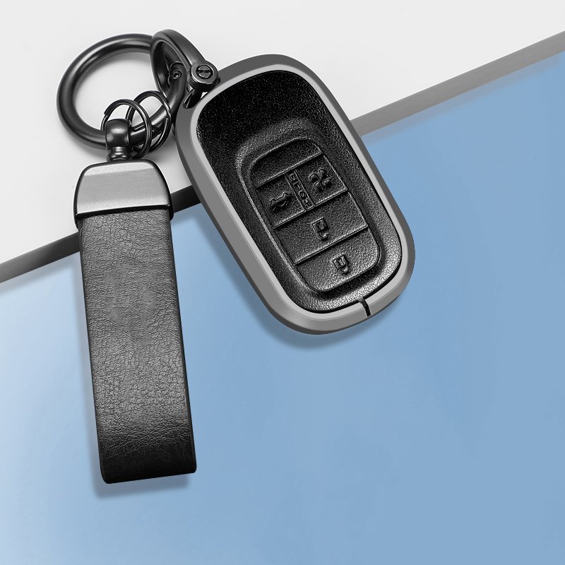 Car Key Case Cover for Honda aluminum Alloy Leather Key Case Keyring Keychain Protector Accessories