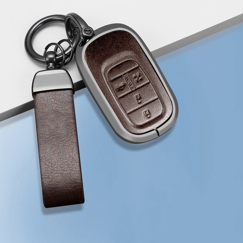 Car Key Case Cover for Honda aluminum Alloy Leather Key Case Keyring Keychain Protector Accessories