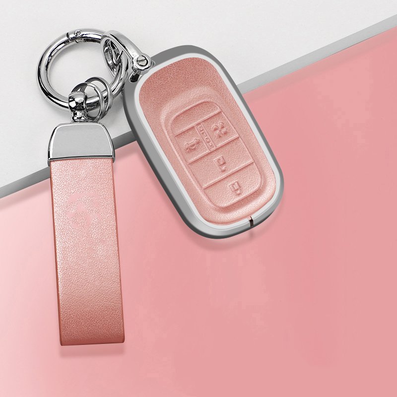 Car Key Case Cover for Honda aluminum Alloy Leather Key Case Keyring Keychain Protector Accessories