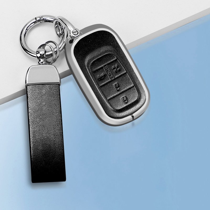 Car Key Case Cover for Honda aluminum Alloy Leather Key Case Keyring Keychain Protector Accessories