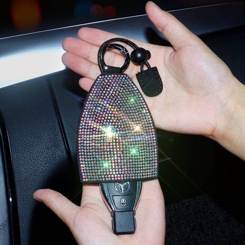 Universal Diamond Car Key Case Car Accessories for Girls Luxury Crystal Keychains Key Cover Bag Wallet