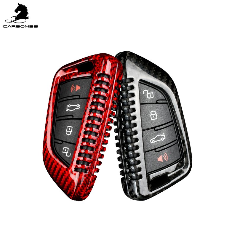 Dry Carbon quality hard and gloss carbon Fiber car Interior Accessories for Toyota Supra Key case Cover for Supra A90 2019+