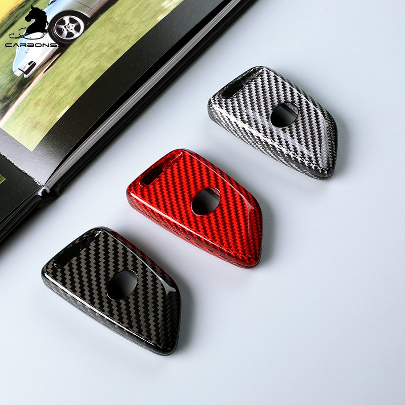 Dry Carbon quality hard and gloss carbon Fiber car Interior Accessories for Toyota Supra Key case Cover for Supra A90 2019+