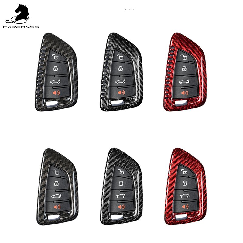Dry Carbon quality hard and gloss carbon Fiber car Interior Accessories for Toyota Supra Key case Cover for Supra A90 2019+