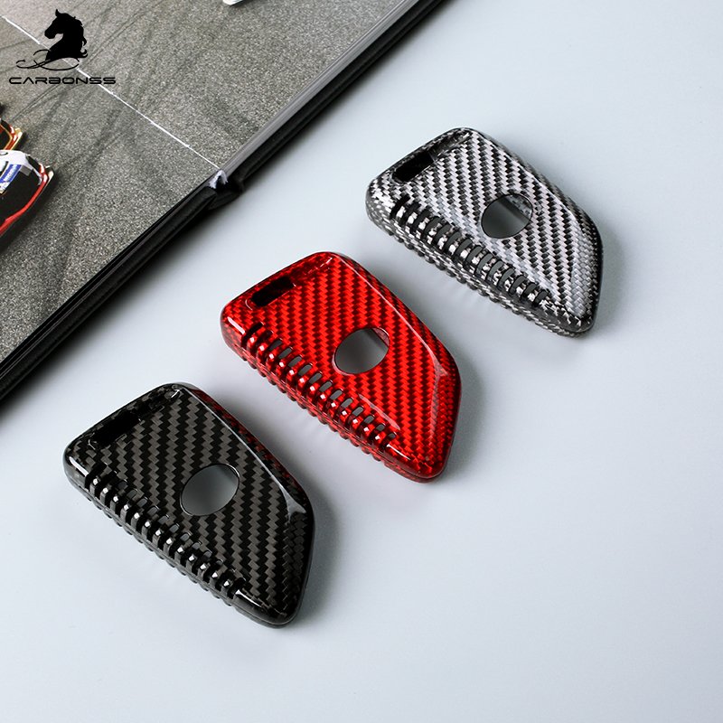 Dry Carbon quality hard and gloss carbon Fiber car Interior Accessories for Toyota Supra Key case Cover for Supra A90 2019+