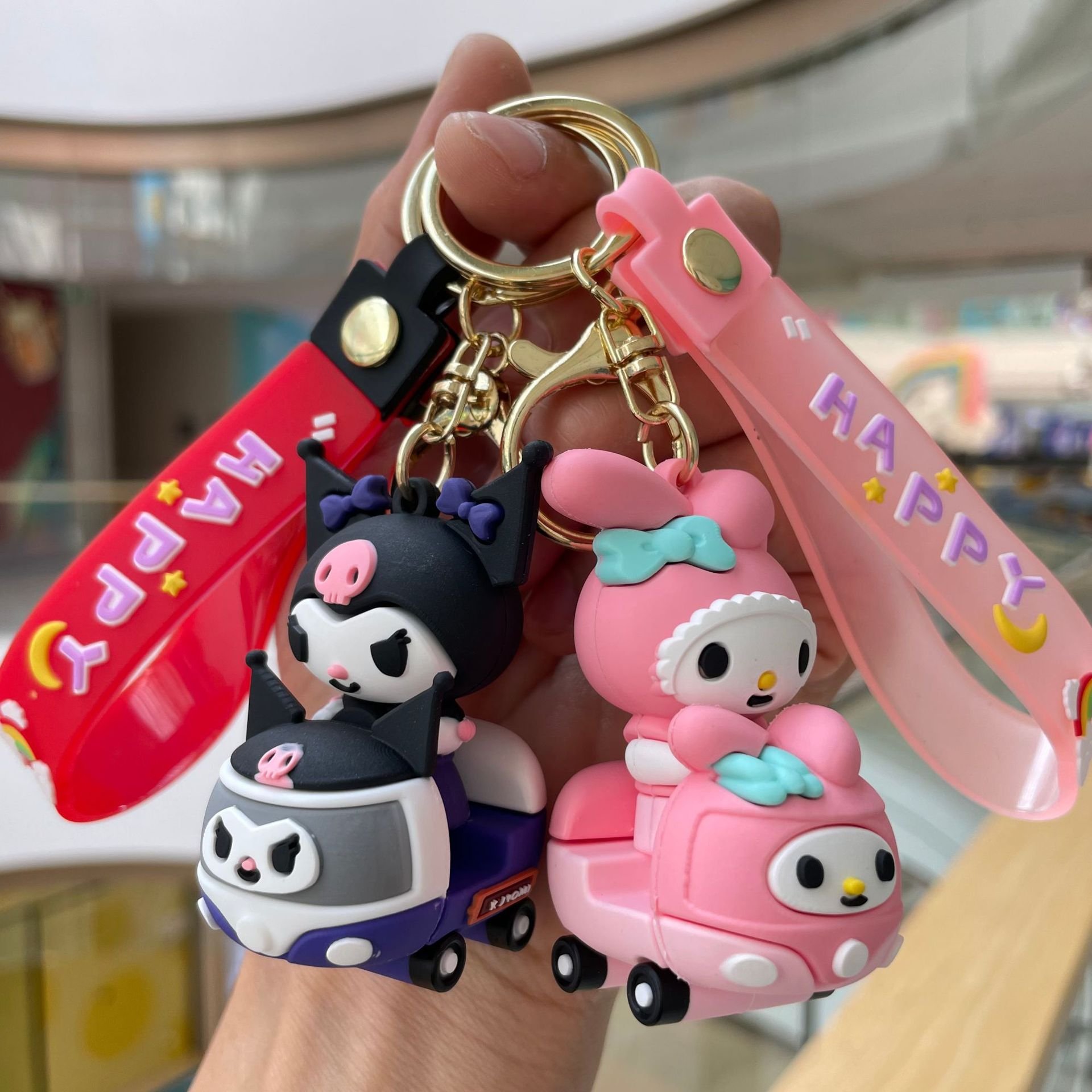 New Kawaii Cartoon Kuromi My Melody Pink Keychain Cute Doll Schoolbag Small Gift Pendant Kawaii Keychains