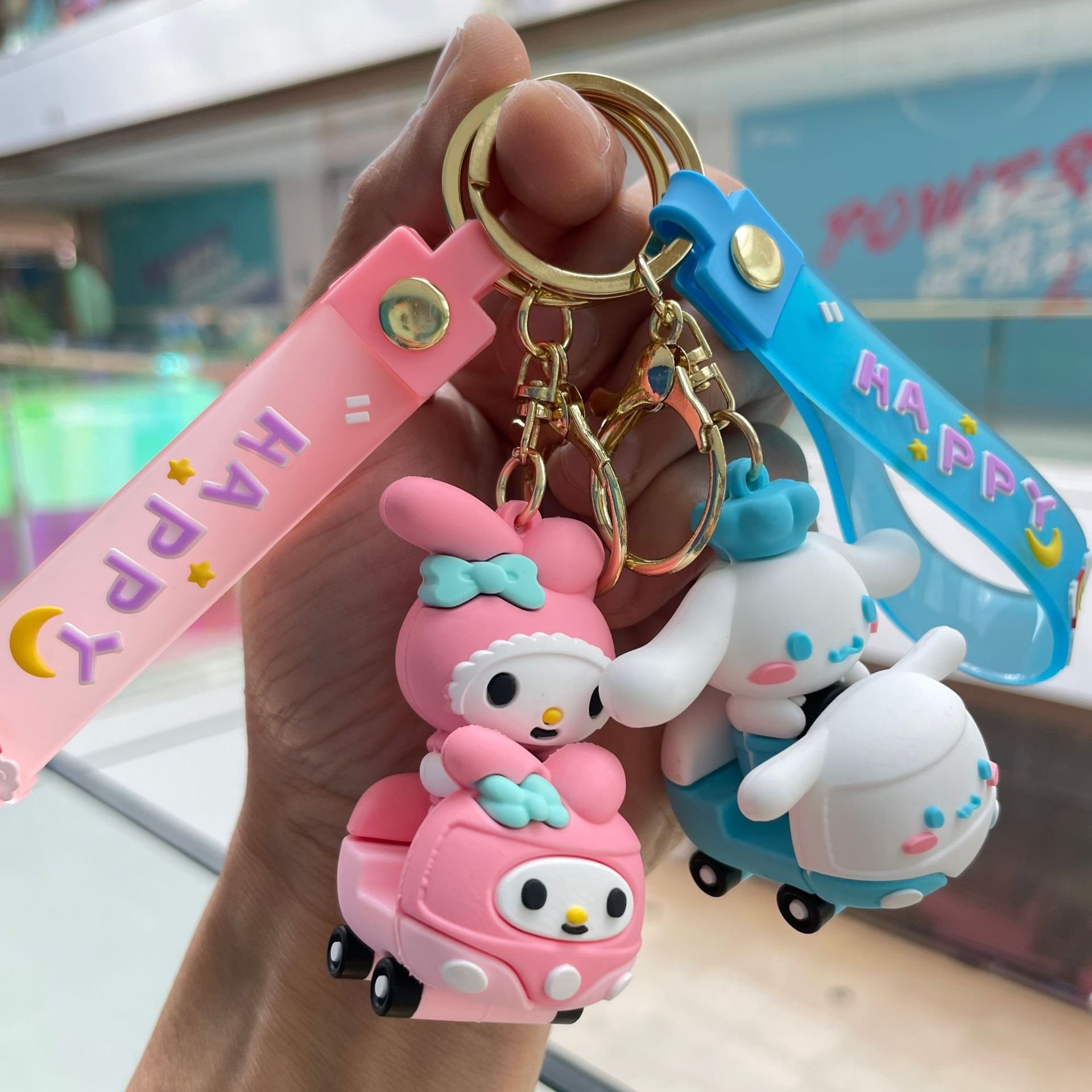 New Kawaii Cartoon Kuromi My Melody Pink Keychain Cute Doll Schoolbag Small Gift Pendant Kawaii Keychains