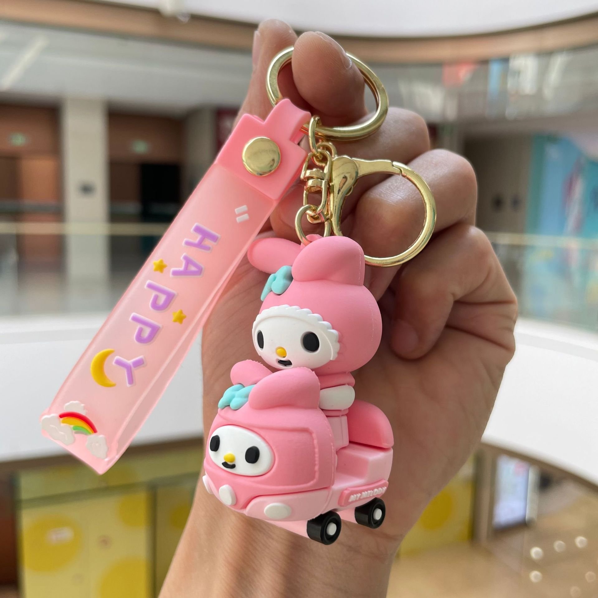 New Kawaii Cartoon Kuromi My Melody Pink Keychain Cute Doll Schoolbag Small Gift Pendant Kawaii Keychains