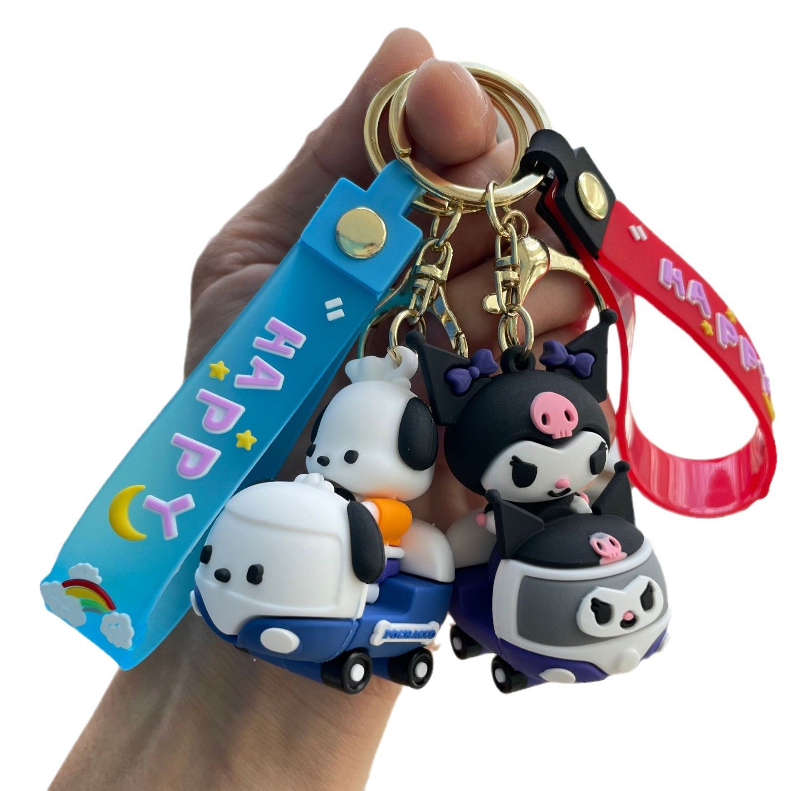 New Kawaii Cartoon Kuromi My Melody Pink Keychain Cute Doll Schoolbag Small Gift Pendant Kawaii Keychains