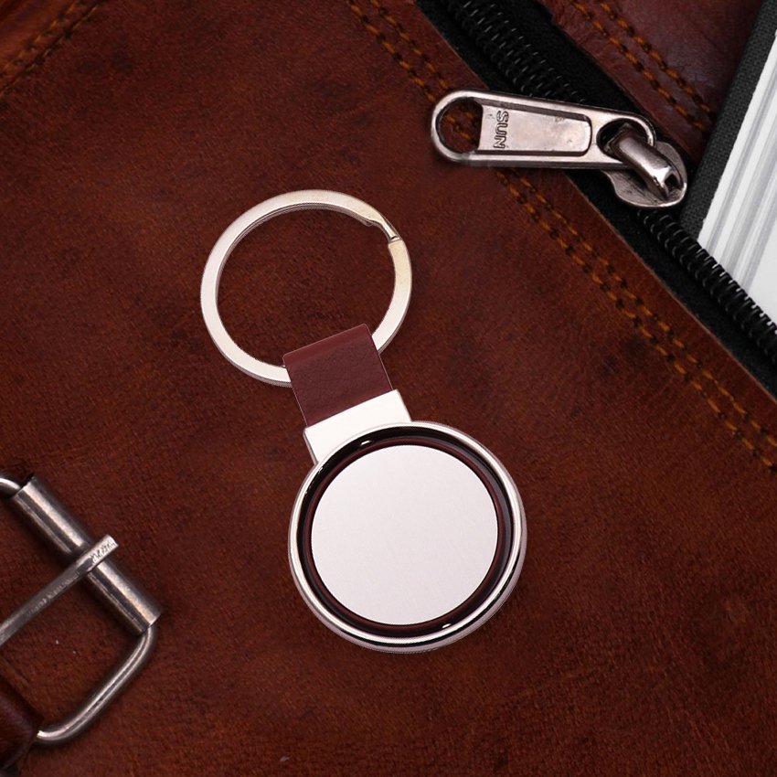 Factory Wholesale Men Keychains Roundness Leather Key Ring Metal Wallet Key Chain Car Keychain Key Holder For Men Accessories
