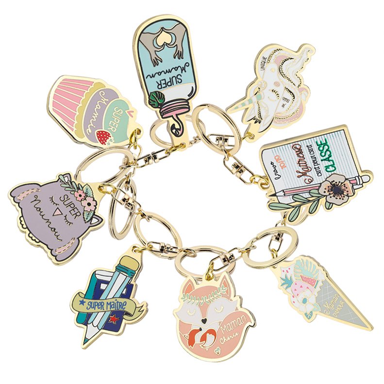 Wholesale Promotional Keychains Keyring Accessories Cute Anime Custom Logo Designer Metal Enamel Keychain Key Chain