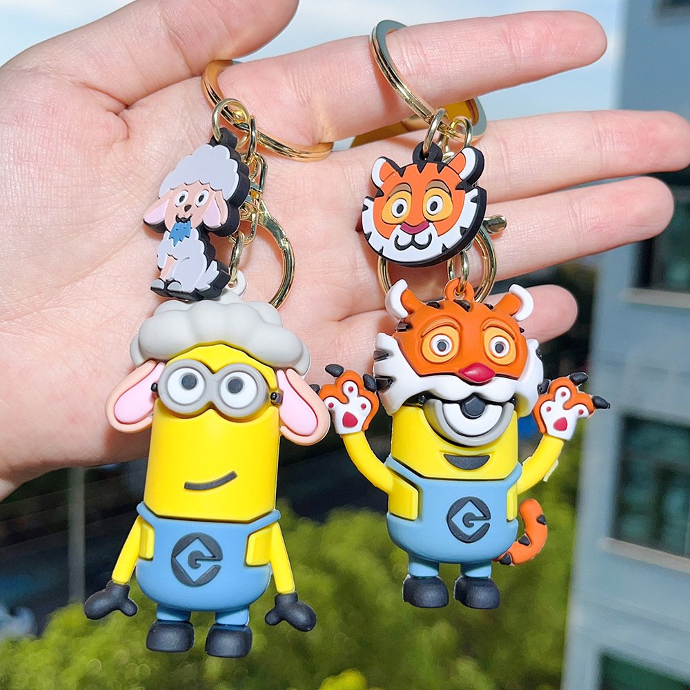 Best Price Cute Resin 3D Minion Character Cartoon KeyChain Promotion ForGirls and Boys Gifts Key Ring Car Bag Accessory KeyChain