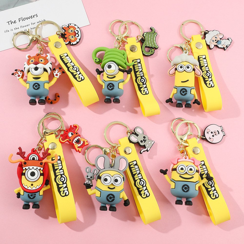 Best Price Cute Resin 3D Minion Character Cartoon KeyChain Promotion ForGirls and Boys Gifts Key Ring Car Bag Accessory KeyChain