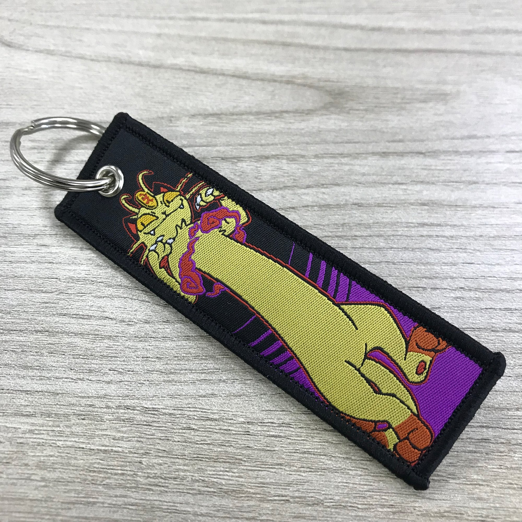Wholesale custom high density cute anime car woven key chain promotional keychains carabiners