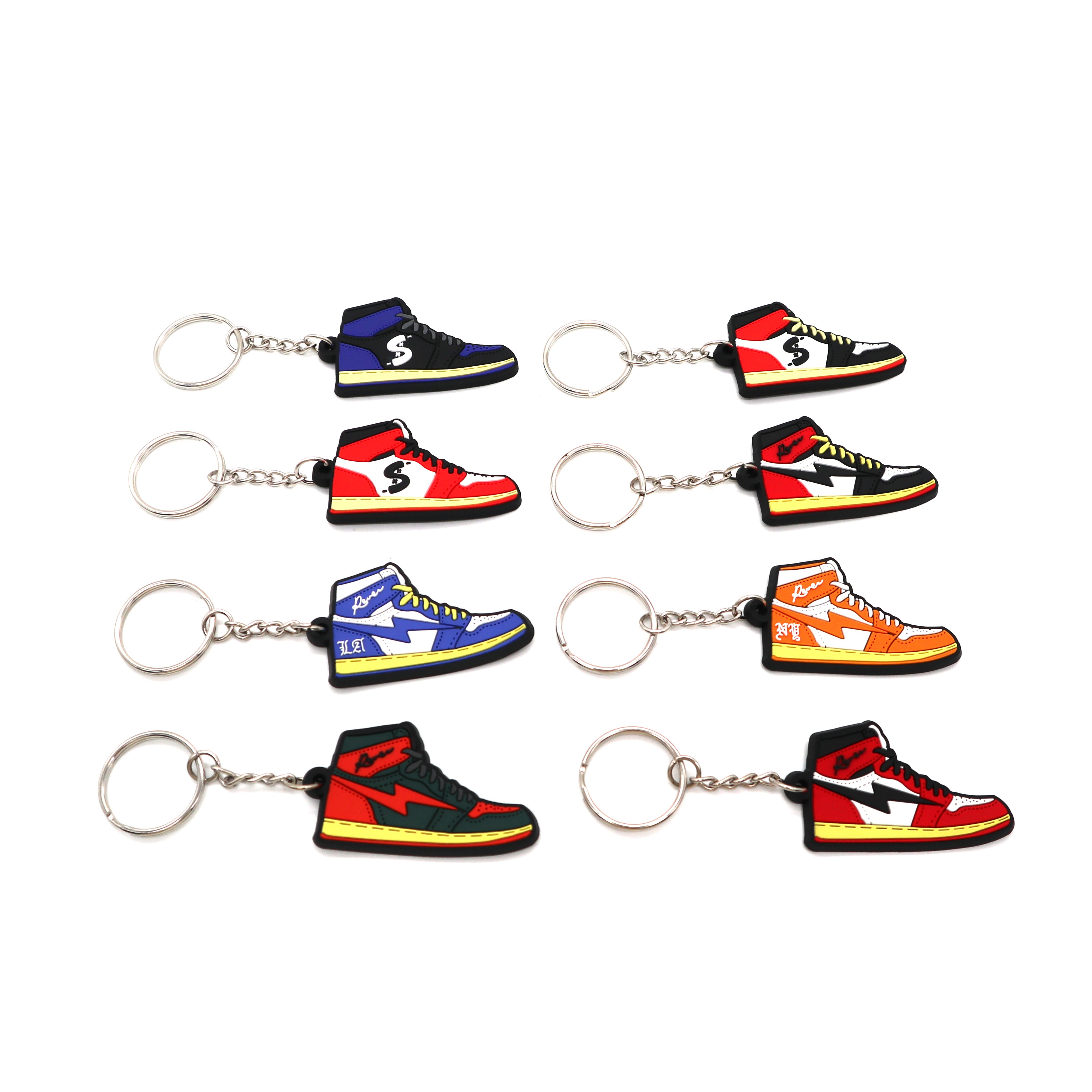 Silicone Shoe Keychain Customized Rubber 2d Mini Sneaker Charm Keychain Rubber Designer Sneaker Keychain Shoe 3d Key Chain
