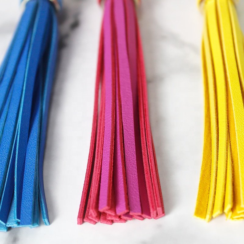 Golden Metal CapsLobster Swivel Keychain Tassels Purse Handbag Phone Car Key Jewelry DIY Crafts Jewelry Making PU Leather Tassel