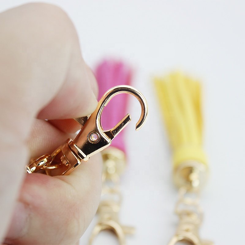 Golden Metal CapsLobster Swivel Keychain Tassels Purse Handbag Phone Car Key Jewelry DIY Crafts Jewelry Making PU Leather Tassel