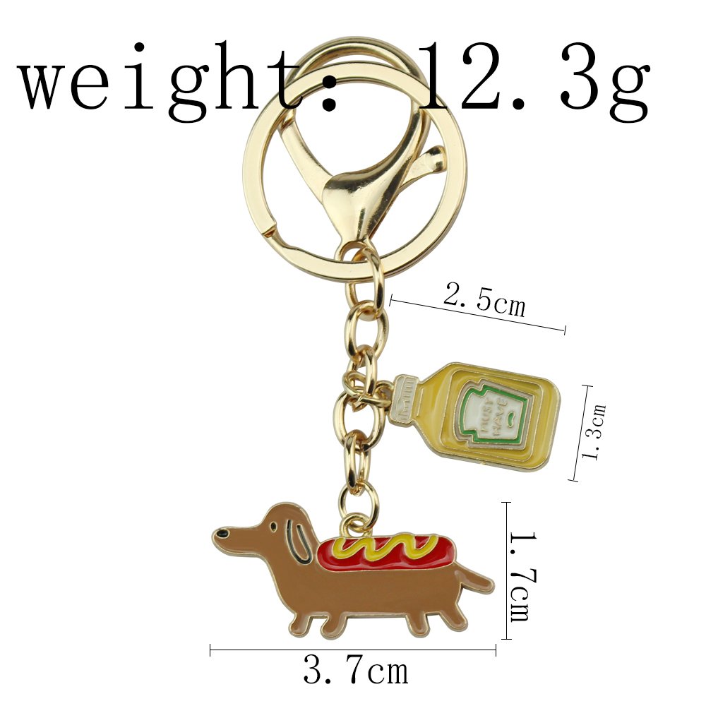 Cute Enamel Keychain Milk Hot Dog Key Ring Backpack Pendant Car Metal Key Ring Accessories Bag Charm Jewelry Halloween Gift