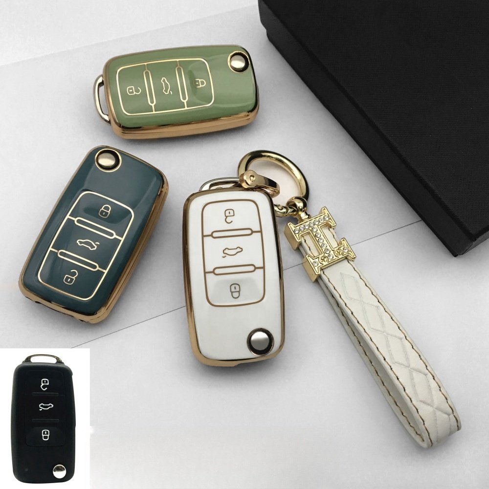 New Golden Soft Smart Hot Selling TPU Car Key Shell High Quality Wholesale For VW TPU Car Key Cover Case