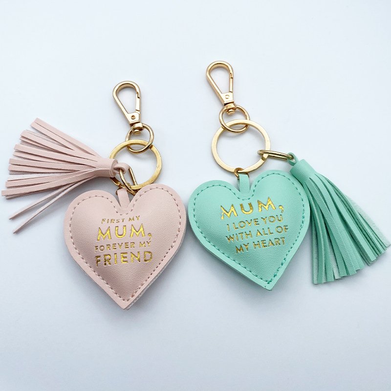 Personalized Birthday PU Leather Key Chains Heart Leather Keychain Keyring Custom Logo Opp Bag Alloy Promotion Gift 6.8*6.2cm