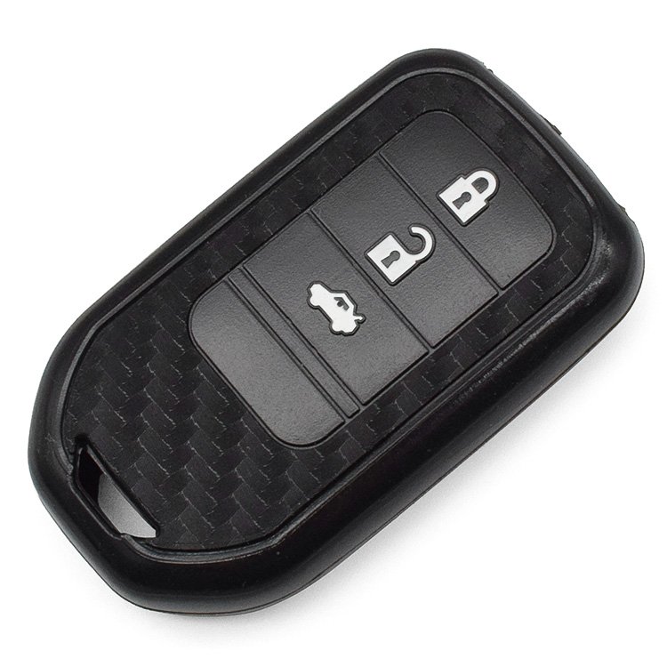 Car Key Accessories H onda 3 buttons Carbon Fiber Silicone Car Key Case Cover Protector for H onda Key Fob Replacement
