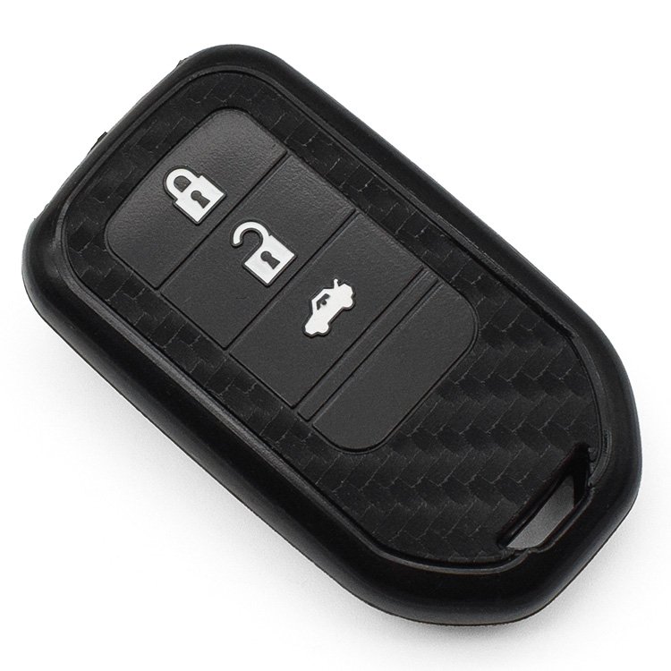 Car Key Accessories H onda 3 buttons Carbon Fiber Silicone Car Key Case Cover Protector for H onda Key Fob Replacement