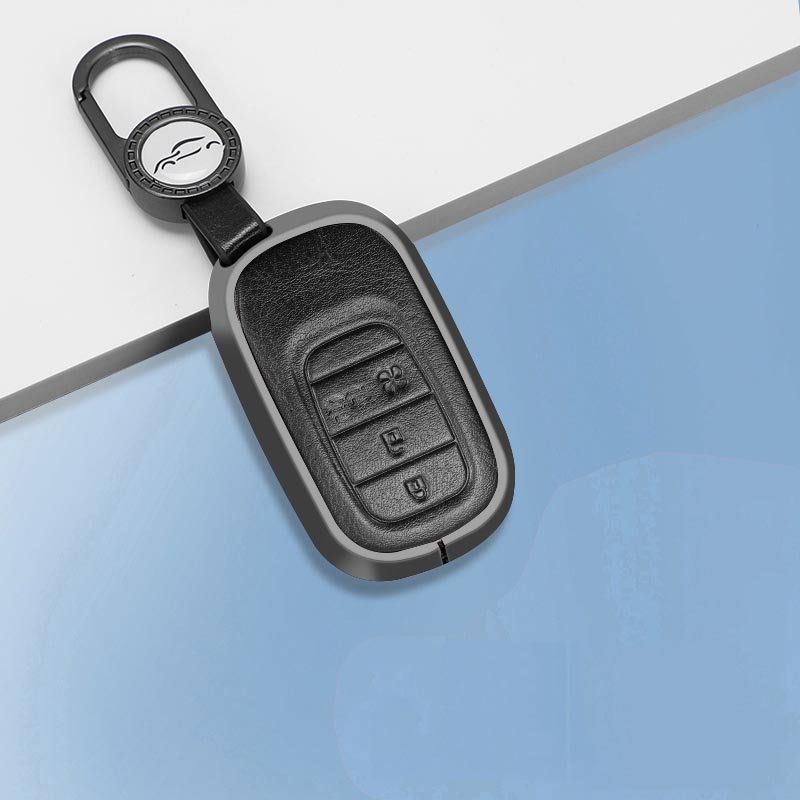 Leather Aluminum Alloy Car Key Bag Case For HONDA Protector Cover Accessories